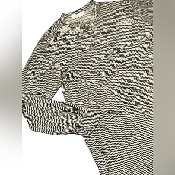 NWOT NATALIE MARTIN X REVOLVE striped collarless button up mini swim dress - Picture 3 of 9